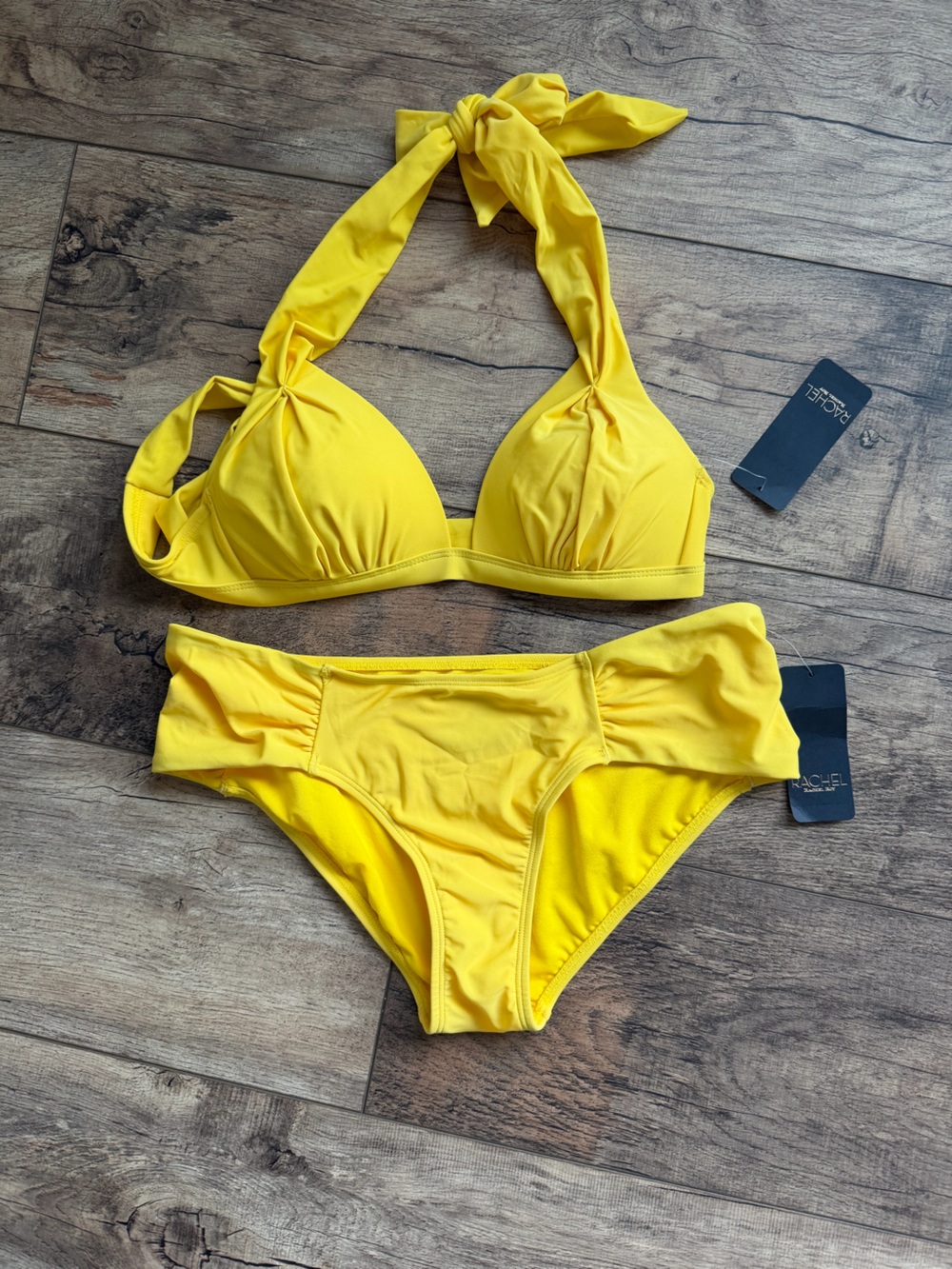 RACHEL Rachel Roy Bright Yellow Halter Bikini Set